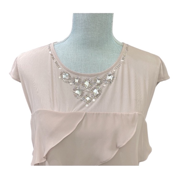 S. L Fashion Tiered Chiffon Jacket Dress with
Beaded Neck Detail size 12 - Picture 5 of 11